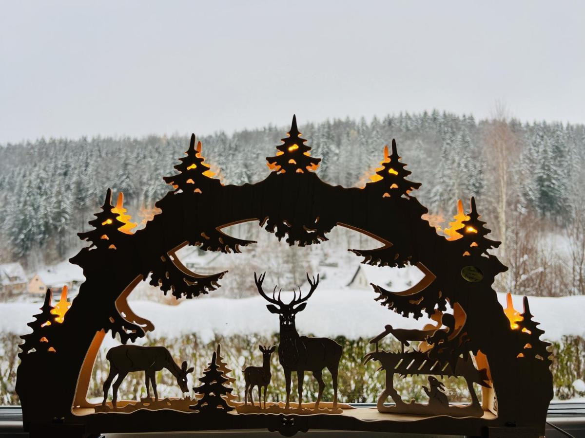 Urige Berghuette Mit Kamin Und Sauna Im Erzgebirge Nahe Schwarzwassertal Pobershau Exterior photo